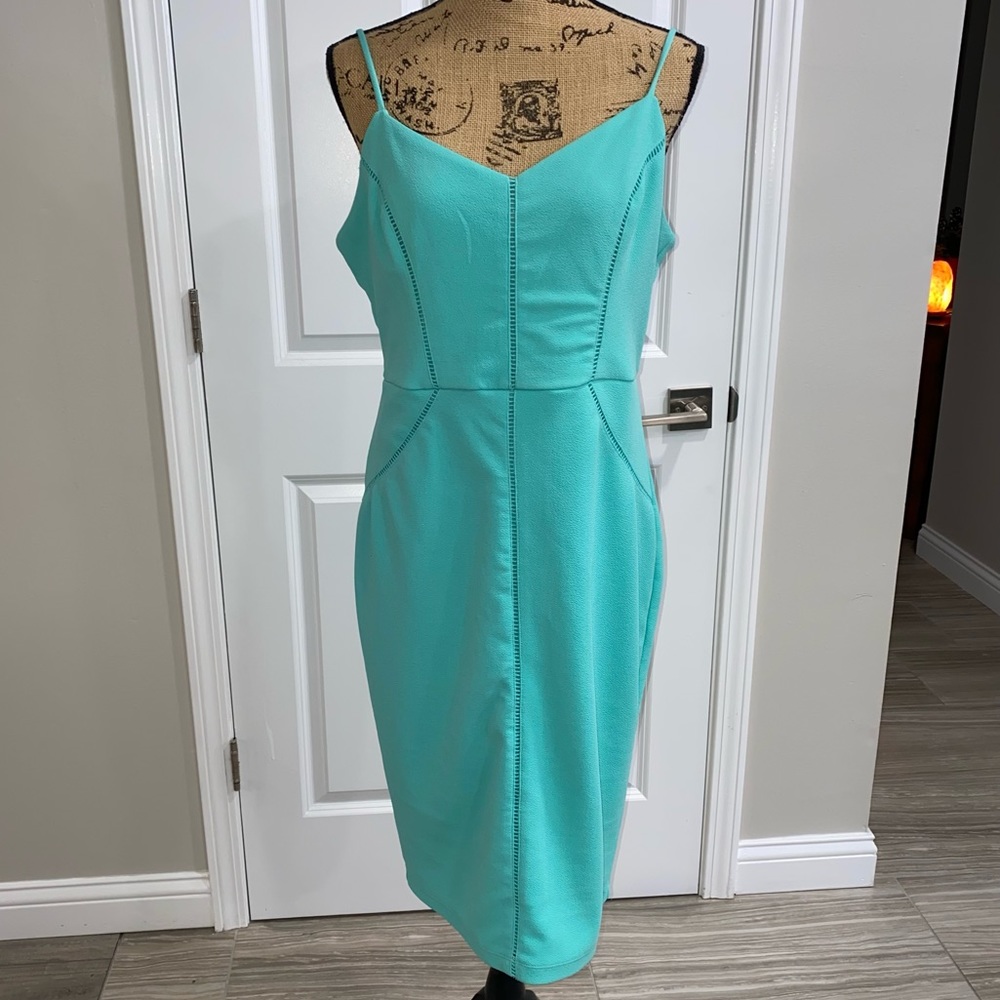 Bisou Bisou Teal Mint Midi Dress Size 14